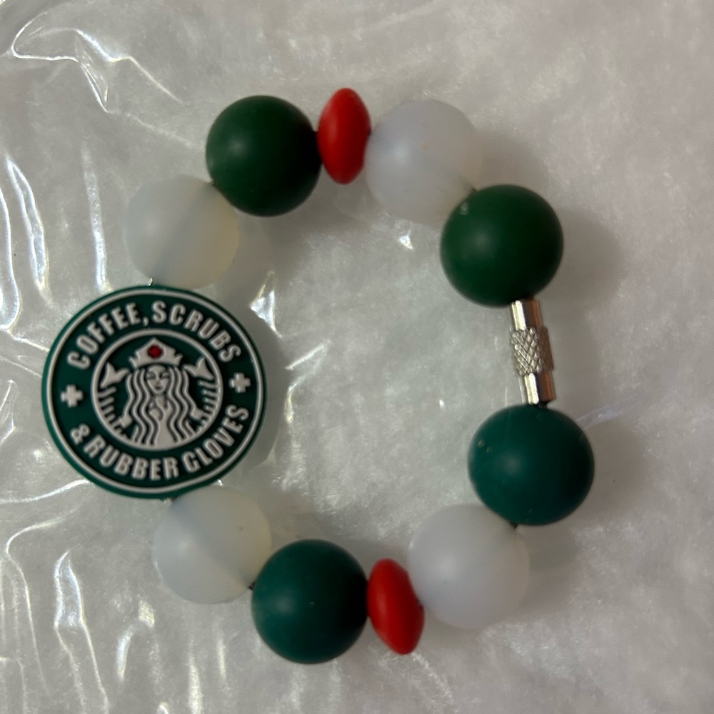 Nurse “coffee, Scrubs, and Rubber Gloves”silicone beaded charm.